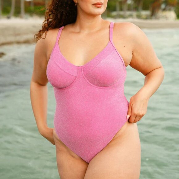 Pink Women's One Piece Swimsuit - Picture 1 of 4